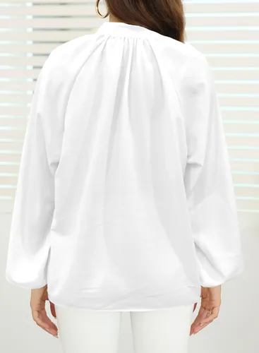 Miniatura 4 de LOLONG Blusas de manga larga con botones para mujer, blusas elegantes e informales con estampado de otoño