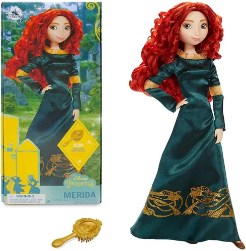 Disney Store Muñeca Clásica de Princesa para Niña (Mérida), 11 Pulgadas, Incluye Cepillo con Detalles Moldeados, Juguete Totalmente Posable con