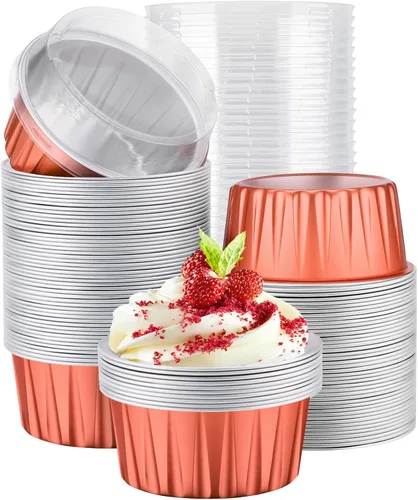 Miniatura 21 de EUSOAR Forros para cupcakes para hornear, 50 forros para magdalenas de 5 onzas, moldes de papel de aluminio desechables, recipientes de postre, 5