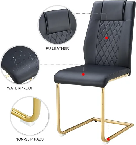 Miniatura 7 de gopop Juego de 6 sillas de comedor modernas para cocina, con patas de metal galvanizado, sillas laterales decorativas tapizadas con asiento de cojín