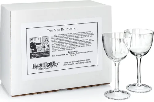 Miniatura 5 de HISTORY COMPANY 1934 Nick & Nora Crystal Cocktail Coupette - Vaso estilo cupé inspirado en el arte moderno, juego de 2 piezas