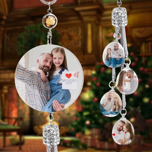 Miniatura 5 de Decoración de espejo retrovisor con foto personalizada: adornos de diamantes para mujer, accesorios lindos para automóviles