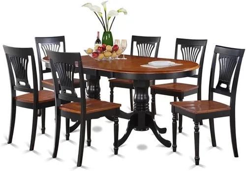 Miniatura 13 de East West Furniture PLAI5-BLK-W - Juego de comedor de 5 piezas para 4 personas, incluye una mesa de comedor ovalada con hojas de mariposa y 4 sillas