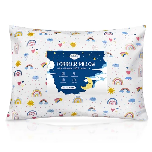 Miniatura 16 de Babebay Paquete de 2 almohadas para niños pequeños, almohadas de algodón de 13 x 18 pulgadas para dormir, lavables a máquina con funda de almohada