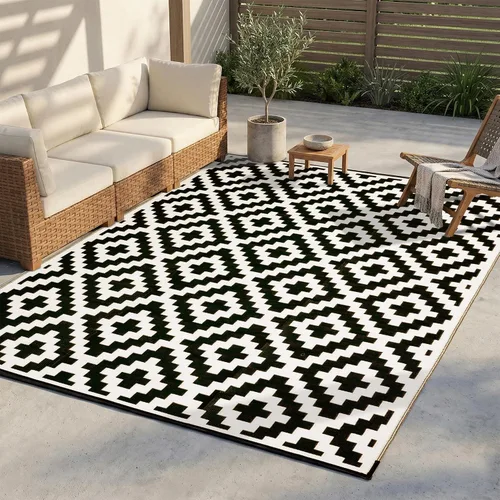 Miniatura 15 de FH Home - Alfombra para exteriores de camping, impermeable, resistente a la decoloración, reversible, plástico reciclado de alta calidad, a rayas
