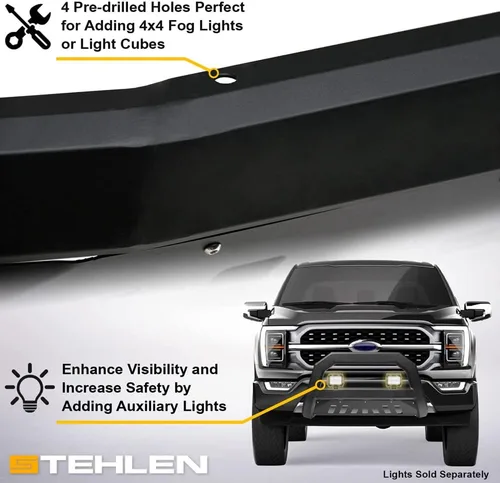 Miniatura 4 de Stehlen 714937183131 Compatible con Chevy GMC C10 C/K Pickup/Silverado Sierra Advance Series Bull Bar 1988-2000, color negro mate