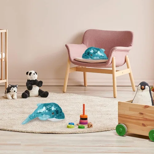 Miniatura 6 de ArtCreativity Peluche de delfín con lentejuelas, 1 unidad, delfín de peluche suave con lentejuelas que cambian de color, lindas decoraciones