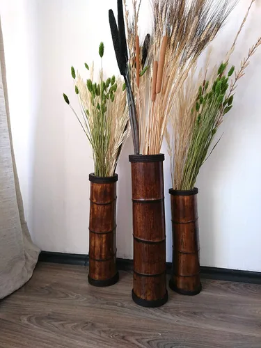 Miniatura 7 de Bamboo Floor Vases Available in Different Heigh, Set of 3