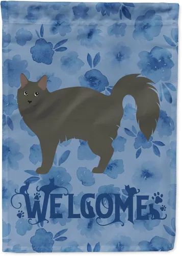 Miniatura 205 de Caroline's Treasures CK4813CHF - Bandera de bienvenida con gato abisinio azul, manga grande, para porche, para colgar en la pared, poliéster