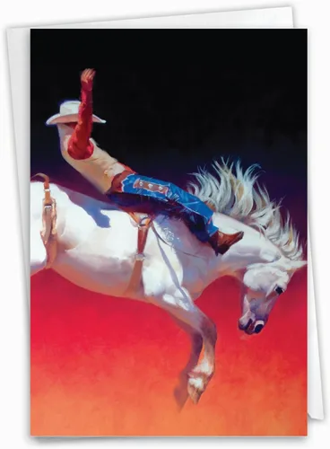 NobleWorks - Tarjeta de felicitación de cumpleaños con sobre de 5 x 7 pulgadas (1 tarjeta) Bday Cowboys and Horses C2823BBDG