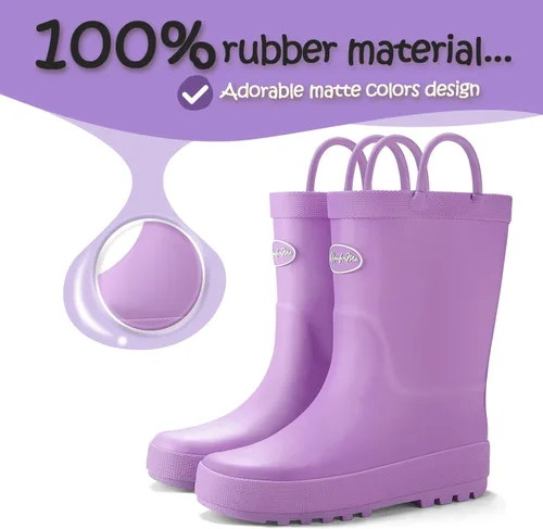 Miniatura 2 de KomForme - Botas impermeables de goma con asas para la lluvia en color mate para niñas