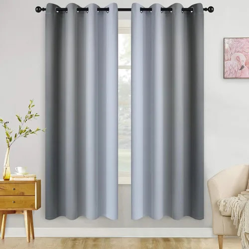 Miniatura 113 de COSVIYA Cortinas 100% Opacas Azul Degradado con Lazos Ajustables para Cocina Aislamiento Térmico Oscurecimiento de Habitación Cenefa con Bolsillo
