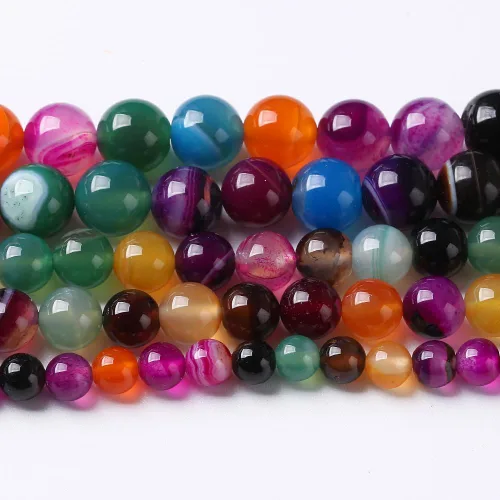 Miniatura 35 de 45 piezas de cuentas de piedra natural de arco iris de Alashan de 8 mm de ágata para hacer joyería, cuentas de piedra de 15" para pulseras
