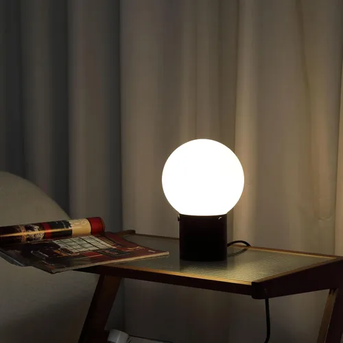 Miniatura 2 de Somniferous Lámpara pequeña de mesa para mesita de noche con pantalla de globo de vidrio esmerilado, lámpara de mesita de noche de estilo moderno