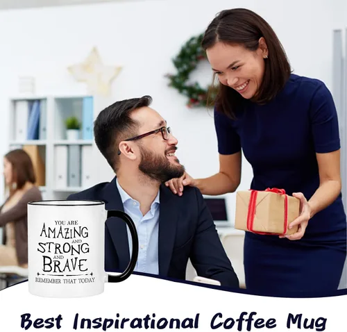 Miniatura 4 de Cabtnca Taza de café inspiradora - You're Amazing And Strong And Brave, regalo fuerte para mujer, regalo de agradecimiento para hombres, 11 onzas