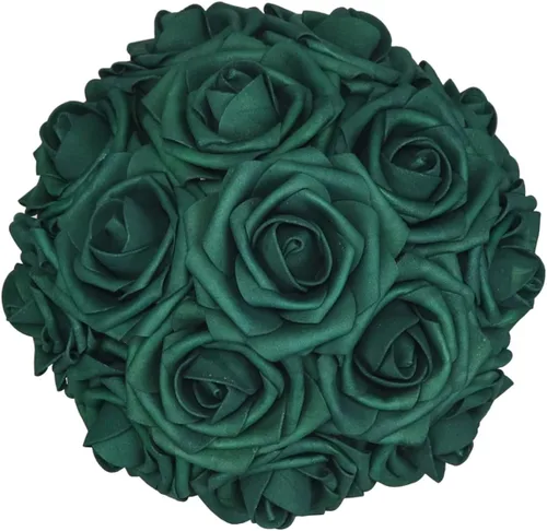 50 piezas Flores Artificiales, Rosas de Espuma Artificiales de Tacto Real Decoración Bricolaje para Boda Dama de Honor Ramo Nupcial Centros de Mesa