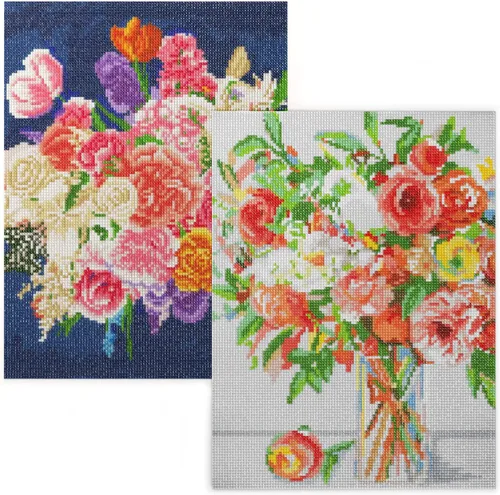 Arteza Kit de pintura de diamantes 5D, paquete de 2, diseños florales, arte de diamantes de perforación completa para adultos, lienzos de 12 x 16