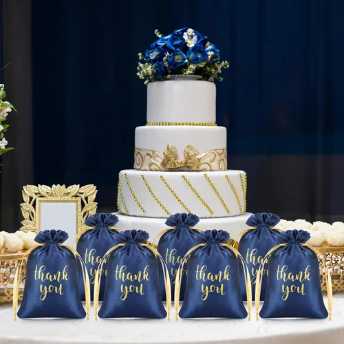 Miniatura 6 de Roowest 100 Piezas Bolsas de Regalo de Satén con Cordón de Agradecimiento Bolsas para Joyas y Dulces para Bodas, Despedidas de Soltera, Baby Shower