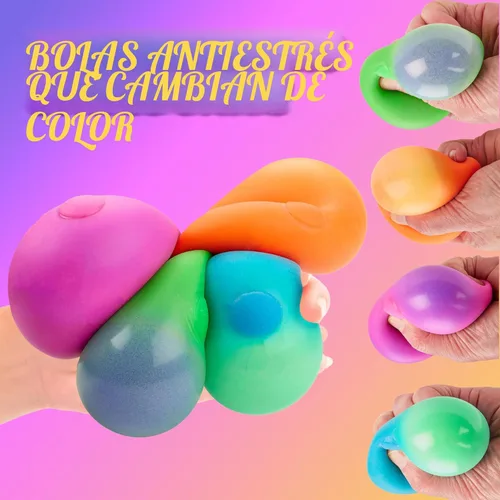 Miniatura 5 de Playbees Pelotas antiestrés para tirar, estirar y apretar – 4 bolas – Pelotas sensoriales elásticas para aliviar el estrés y la ansiedad – Juguetes
