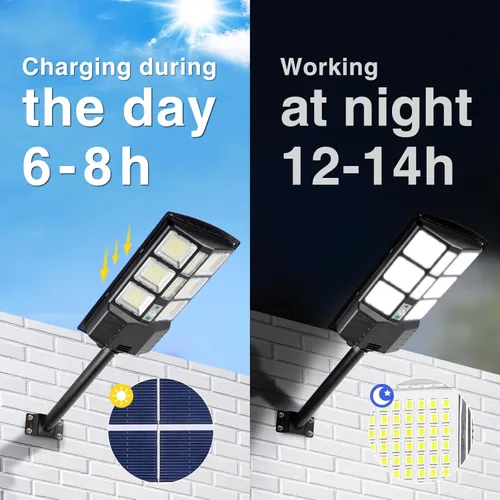 Miniatura 3 de ZJOJO Luz solar de calle de 800 W, impermeable, 15000 lúmenes, 728 luces LED solares para exteriores del atardecer al amanecer, luz LED