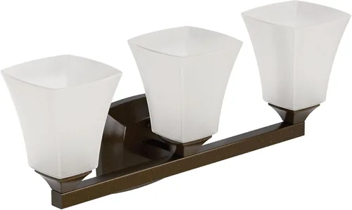 Miniatura 5 de Moen Voss YB5163ORB - Accesorio de tocador de baño de doble montaje con 3 luces de bronce aceitado con vidrio esmerilado