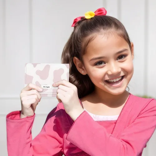 Miniatura 3 de CONISY Lindas carteras para mujer, de cuero con bloqueo RFID, pequeña cartera triple con ventana de identificación para niñas y mujeres