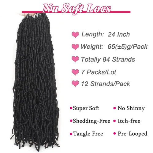 Miniatura 4 de Leeven - 6 paquetes de 21 mechones de cabello largo trenzado para mujer, trenzas de ganchillo sintético de cabello rizado desordenado estilo Rastas