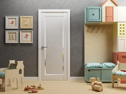 Miniatura 2 de Planum 0888 - Puerta sólida interior de 18 x 80 pulgadas, pintada de blanco con vidrio esmerilado, manija de marco de panel regular individual