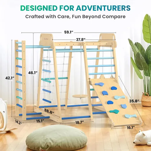 Miniatura 2 de Parque infantil interior mejorado 9 en 1, gimnasio de la selva, juguetes de escalada para niños, filosofía Montessori estilo Waldorf, conjunto