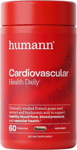 Humann Daily Wellness, Cápsulas de extracto de semilla de uva y suplementos de circulación de ácido hialurónico, a base de plantas sin OMG, 60