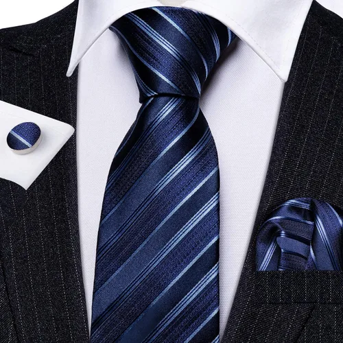 Miniatura 72 de Barry.Wang Juego de corbatas para hombre, corbata de seda a rayas, tejido a cuadros, gemelos formales, negocios, boda