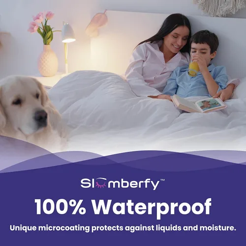 Miniatura 5 de Slumberfy - Protector de colchón de viscosa impermeable de tamaño individual hecho de bambú, seguro para la piel, con cremallera EZ de 360°