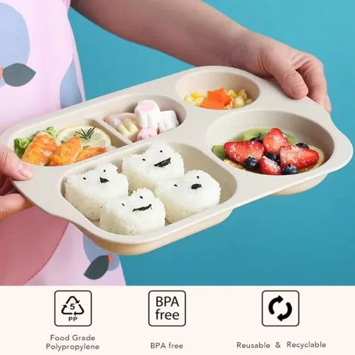 Miniatura 3 de RUIBOLU Platos divididos grandes de 12 pulgadas para niños y adultos, placa de control de porciones de paja de trigo, platos de plástico