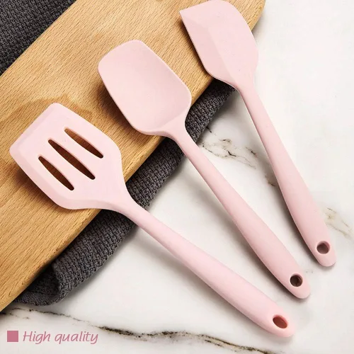 Miniatura 6 de Collfa Juego de cinco piezas de utensilios de cocina pequeños en color oro rosa y rosa, herramientas de cocina de silicona mini para niños, incluye
