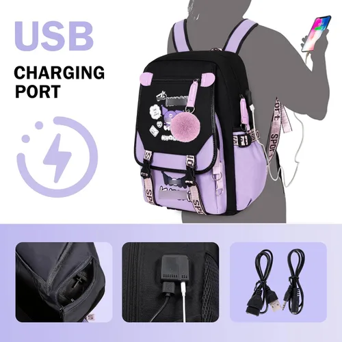 Miniatura 3 de Roffatide Mochila de anime impresa de negocios casual para computadora portátil, mochila para viajes, senderismo, mochila de 17 pulgadas A