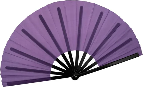 Miniatura 18 de QIRMIZI Abanico grande plegable para rave – Abanicos de tela de nailon, abanicos retro vintage para kung fu, tai chi, danza, festivales de música