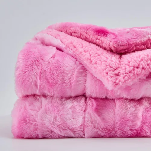 Miniatura 3 de NEWCOSPLAY Manta de piel sintética súper suave para el sofá, manta cálida y mullida de sherpa rosa para sofá y cama (rosa, manta de 50 x 60 pulgadas)