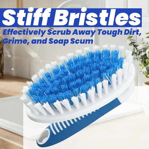 Miniatura 3 de Cepillo de fregar, paquete de 2 cepillos de limpieza para el hogar con cerdas rígidas, cepillo para fregar alfombras, ducha, bañera, cocina
