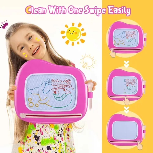 Miniatura 4 de Smasiagon Tablero Magnético de Dibujo para Niños Pequeños: Tablero de Garabatear Borrable para Casa, Viaje y Preescolar Juguete Divertido y Rosa