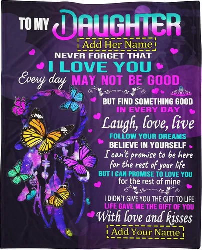Miniatura 13 de Manta personalizada para mi hija de mamá y papá 40x50 pulgadas, manta ligera de franela, regalo con nombre personalizado, manta súper suave y cómoda