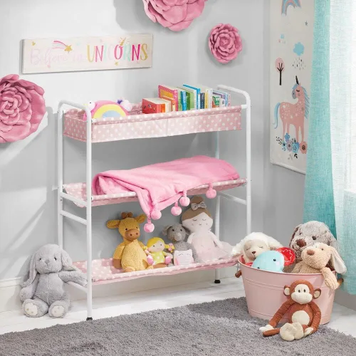 Miniatura 2 de mDesign Marco de metal de 3 niveles, carrito organizador vertical de almacenamiento de juguetes para dormitorio de niños/niños, sala de juguetes