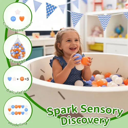 Miniatura 8 de Bolas de hoyo de TRENDPLAY en forma de estrella y corazón para niños pequeños - 50, 100, 200, 500 piezas de bolas de plástico para diversión y juego