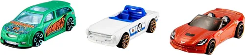 Hot Wheels Paquete de 3 autos, paquete múltiple de 3 vehículos Hot Wheels para niños de 3 años en adelante, colección de autos deportivos de juguete