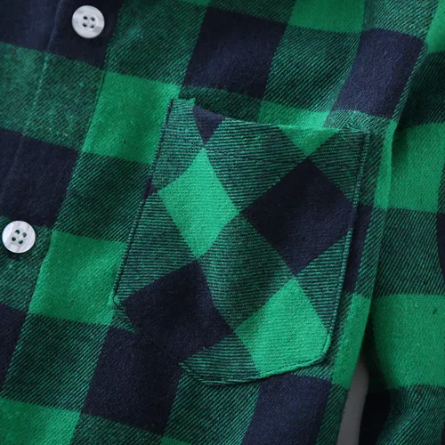 Miniatura 6 de Yinggeli Camisas a cuadros para niños y niñas, camisas de vestir de franela de manga larga con botones 2T - 8T