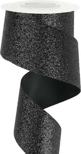 Miniatura 3 de MEEDEE Cinta negra con purpurina para envolver regalo, cinta de borde cortado de 1-1/2 pulgadas x 10 yardas, cinta brillante para regalos, tarjetas