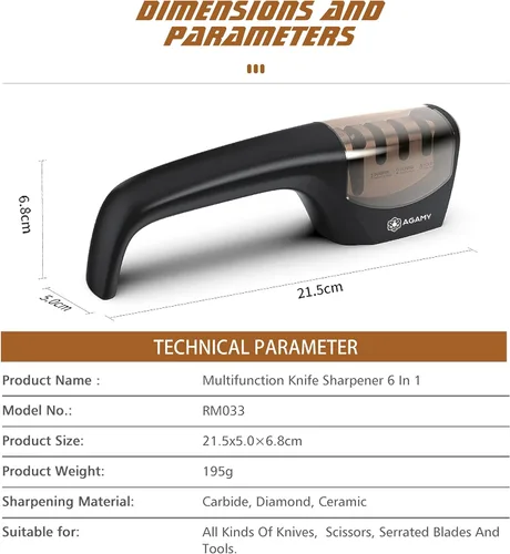 Miniatura 4 de 6 en 1 mejor afilador de cuchillos Afilador de cocina de 4 etapas premium para cuchillos, tijeras Diamante duro, carburo, ranuras de cerámica