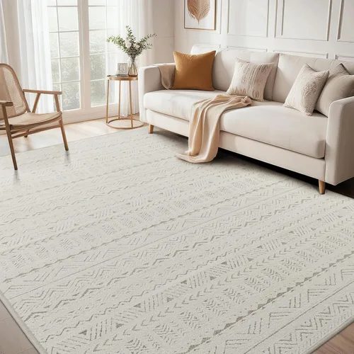 Miniatura 21 de RYB HOME Alfombra lavable para sala de estar, alfombra grande de 8 x 10 pies que no se desprende para dormitorio, alfombra de lana sintética ultra