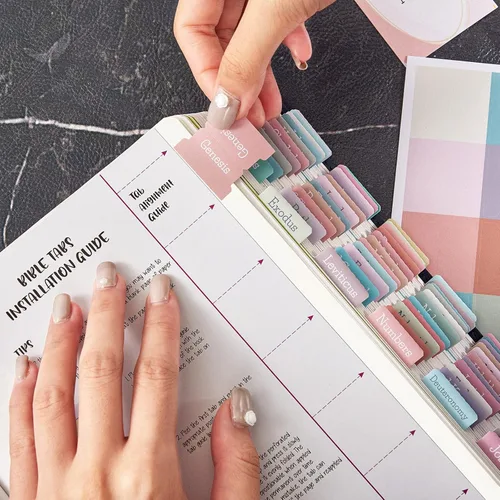 Miniatura 4 de Pestañas de la Biblia en colores pastel crema, pestañas laminadas de la Biblia para mujeres y niñas, 90 pestañas de la Biblia del Antiguo y Nuevo