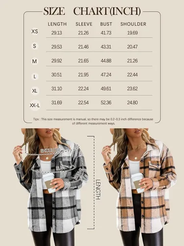 Miniatura 6 de AUTOMET Trajes de otoño para mujer, estilo casual, a cuadros, con botones, camisas de manga larga 2024