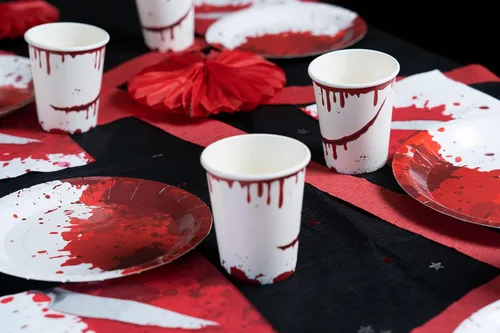Miniatura 7 de Bloody Halloween Vajilla Pack: Juego de platos de papel, servilletas y tazas desechables para 20 Sangriento Halloween